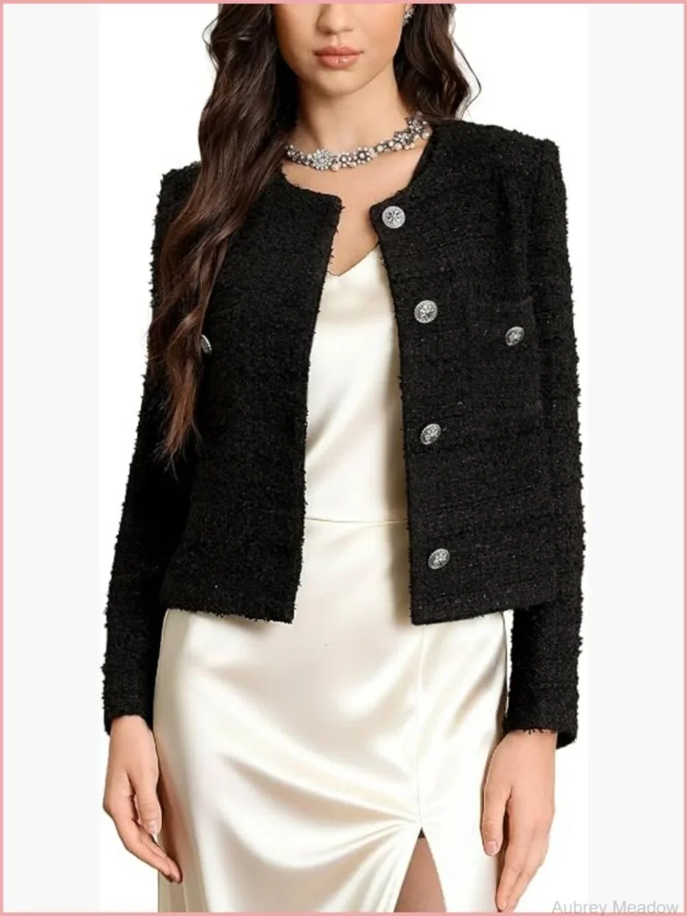 Cropped Tweed Blazer Woolen Boucle Jacket